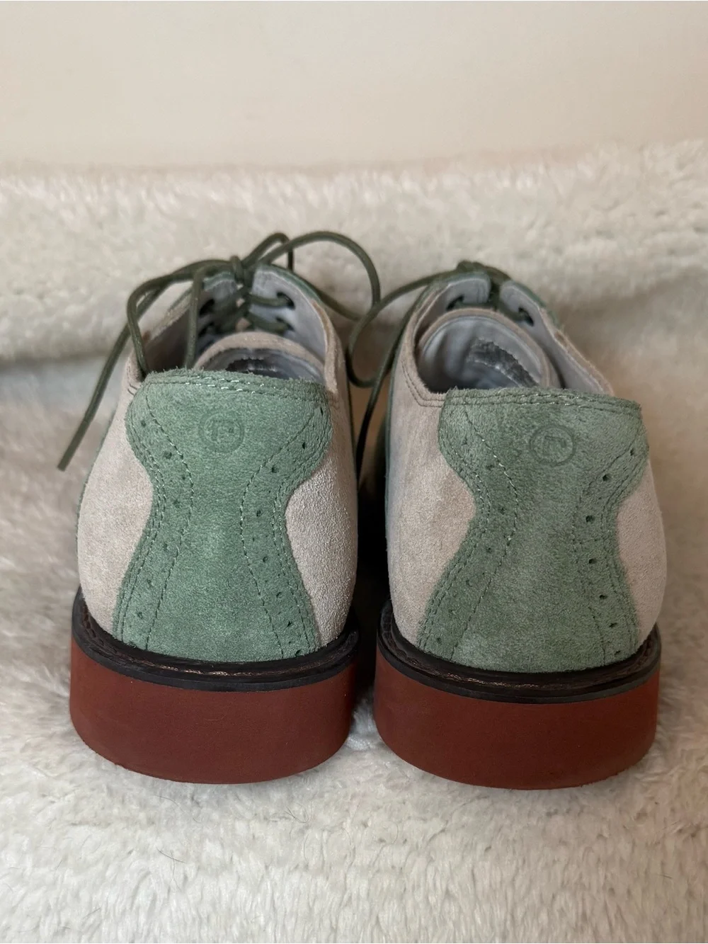 NWOB Rockport Two-Tone Suede Saddle Oxfords in Green and Beige
